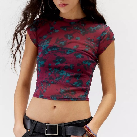 NWOT Urban Outfitters Urban Renewal Remnants Mesh Baby Tee XS - Picture 1 of 6